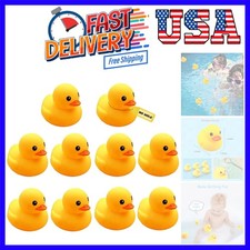 10Pcs Mold Free Yellow Rubber Ducks Waterproof Bath Duck Toys for Toddlers Bo...