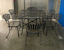 Quality Vintage Woodard  Wrought Iron Table & 6 chairs patio set