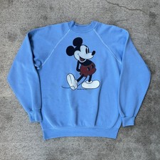 Vintage 60s Mickey Mouse Disney Blue Sweatshirt Crewneck Size Large/XL 42-44
