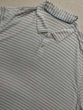 Peter Millar Seaside Polo Shirt XXL 2XL Blue White Stripes Performance Mens Golf