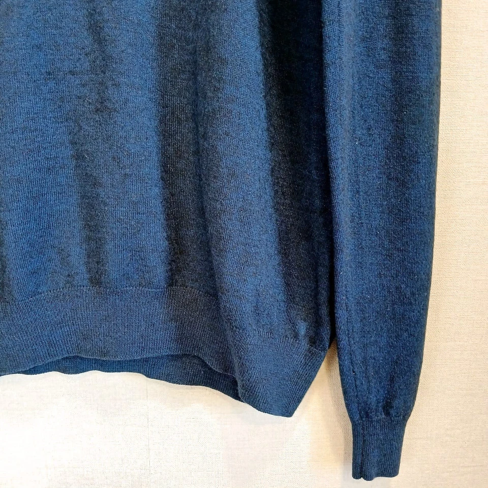 Savile Row Mens Size L Knit Pullover Navy Wool Blend Crew Neck Lightweight - Image 4 of 4