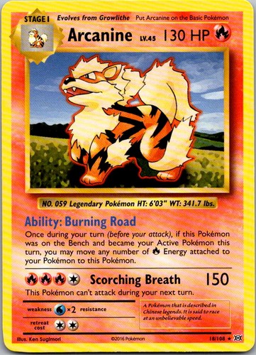 Arcanine 18/108 EVO XY - Evolutions NM Pokemon
