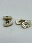 Vintage mother-of-pearl cufflinks with silver-toned metal links — photo 1
