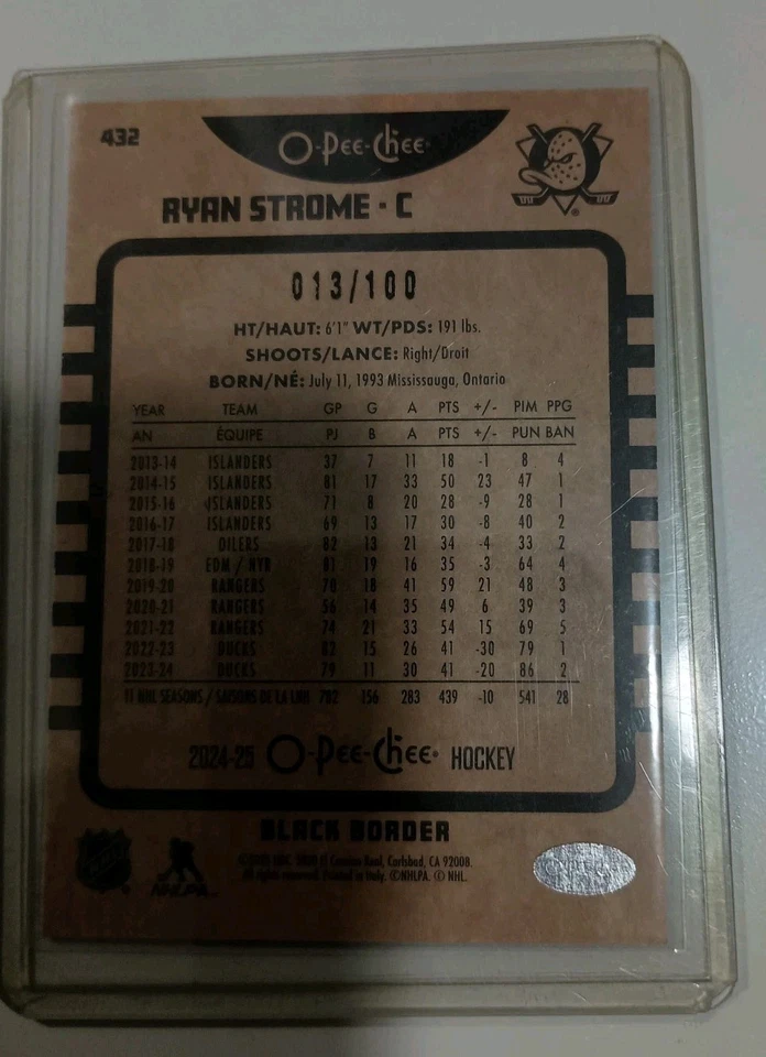 2024-25 O-Pee-Chee - Ryan Strome #432 Retro Black Border /100 - Image 2 of 2