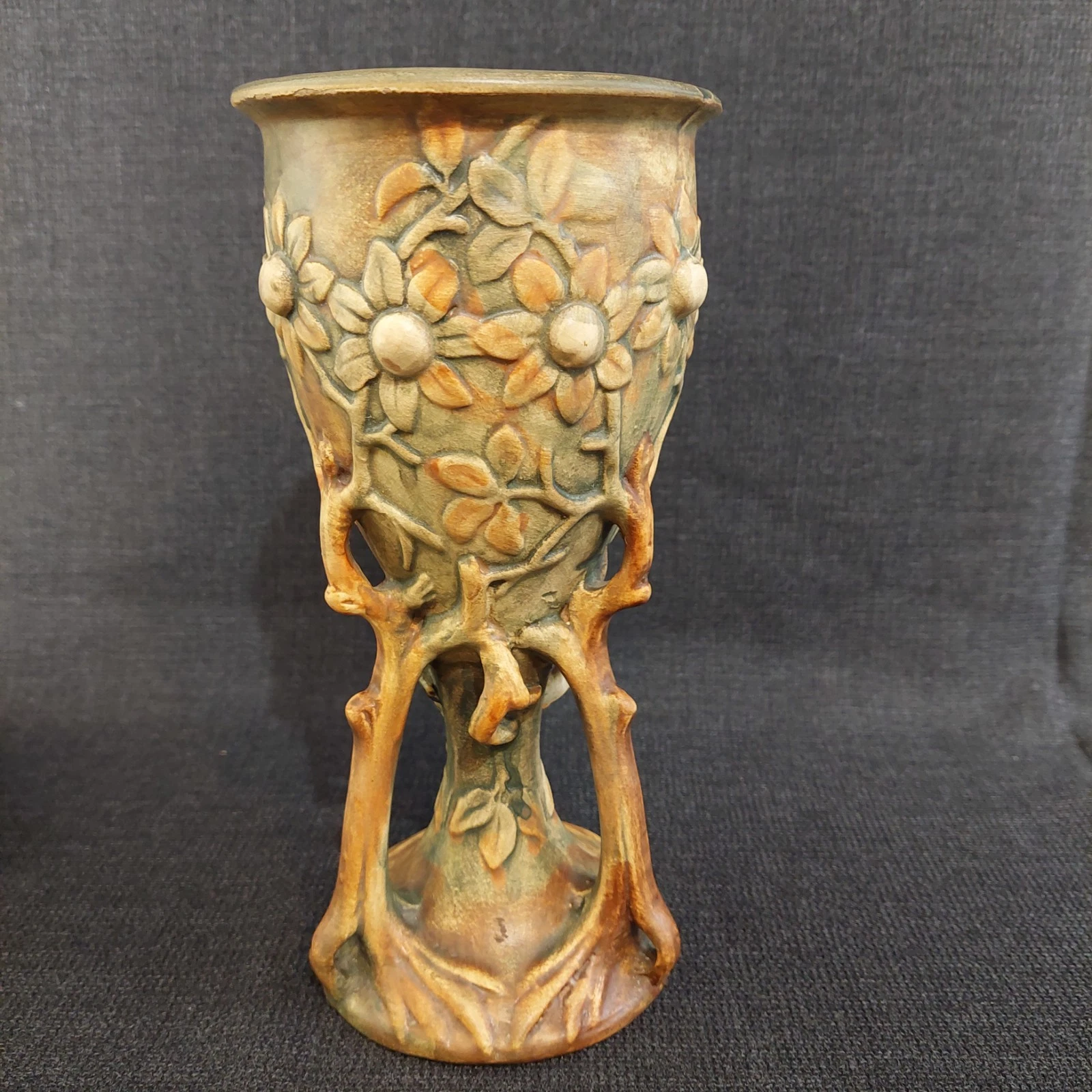 Weller Art Pottery Woodcraft Banyan Tree Chalice Vase 1920-1933 Art Nouveau