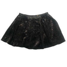 Maje Paris Mini Skirt 10 Black Sequin Faux Leather Party Evening Skater Style
