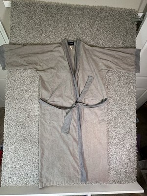 VTG Christian Dior Monsieur Robe Mens One Size Grey/Beige Pinstripe Belt Cotton