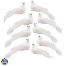 Artificial Birds, 12 Pcs Artificial White Doves Simulation Foam White Feather...