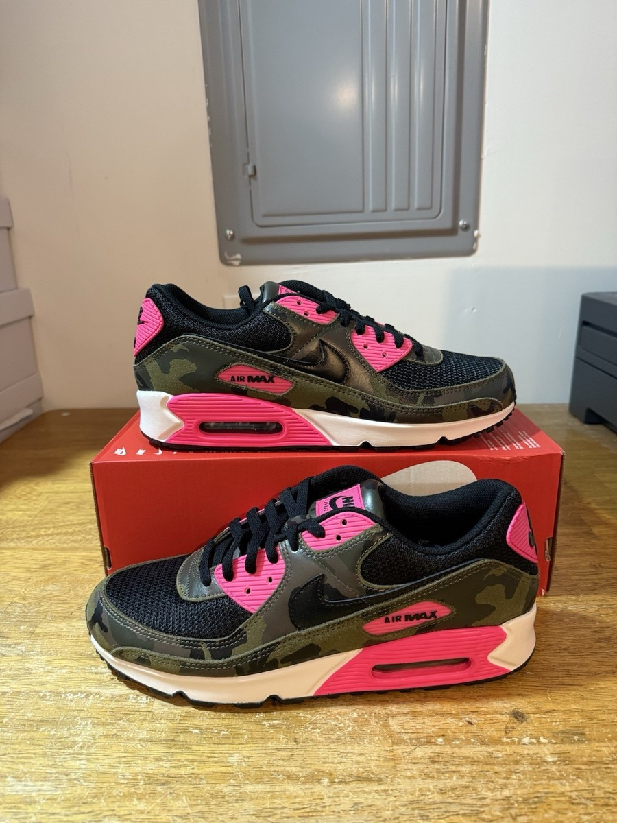 Men's Size 12-Nike Air Max 90 Premium Camo Pack Sequoia Hyper Pink