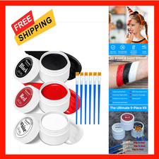 Oil Based Face Body Paint Set with 3 Colors and 6 Brushes, Halloween Clown