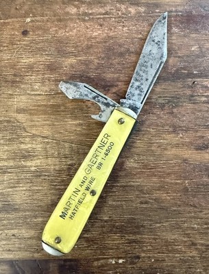 Vintage Autopoint Chicago Folding Advertising Pocket Knife Hatfield Wire Co