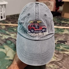 Take The Long Way Home Blue Strapback Cap Embroidered Jeep And Kayak Anvil 