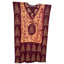 Paisley Print Back  Front Yoke Cotton Resort Wear Travel Kaftan Boho House Maxi