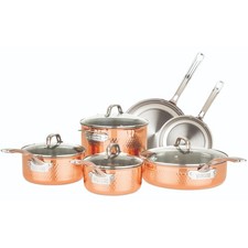 Viking 3-Ply Pots and Pans Set, 10 Piece Copper Kitchen 10 Piece,