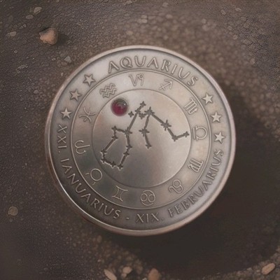 Medaille Aquarius  XXI Ianuarius - XIX Februarius  Ø 40 mm/27,64 gr Versilbert