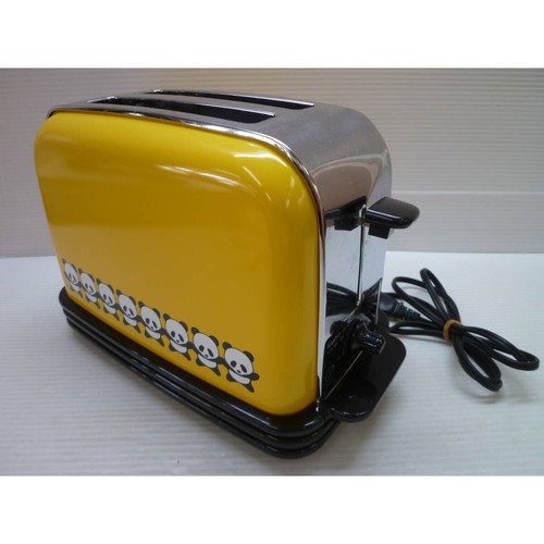 SANYO Panda Design Pop-Up Toaster SK-PT2 Yellow Retro 1998 Japan Tested Working