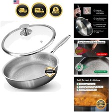 Sartén de titanio puro de 12 pulgadas duradera de por vida - Utensilios de cocina para todas las fuentes de calor