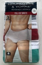 ROUNDTREE  YORKE 3 Pair Premium Full-Cut Briefs 100 Cotton Size 40 NIP