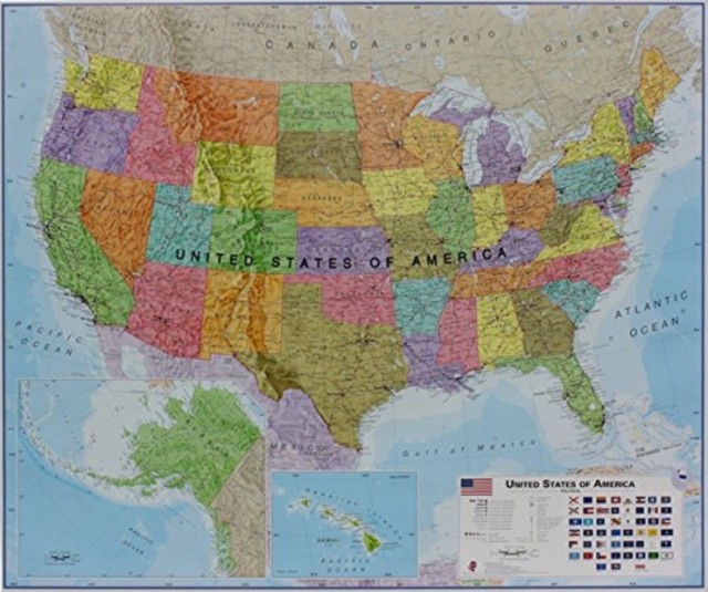 USA political laminated (Sheet map, rolled)