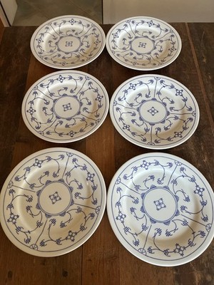 Kahla Blau Saks, 6 x flacher Speiseteller D 27cm Germany blau weiss