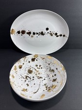 Jonathan Adler 1948 Serving Platter & Serving Bowl , White / Gold