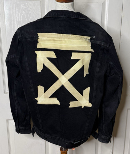 OFF-WHITE/Denim Jean Jacket 2013 Tape Arrows Black Sz Med OMAA036S19185003