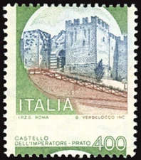 Castelli Lire 400 varietà valore in basso