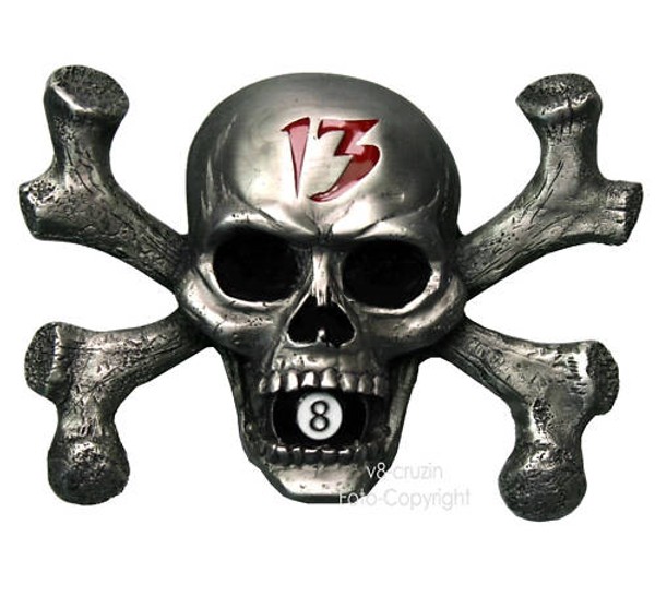 Rockabilly Biker Buckle Punk Totenkopf Kustom Lucky Skull GüRtelschnalle *122-image