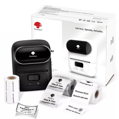 Phomemo M110 Etikettendrucker Selbstklebend Bluetooth mit 3 Etikettenrollen