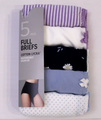 Ex M & S Ladies 5 Pack Cotton Lycra Full Briefs Knickers Underwear Size 10 to 24 - Image 1 of 4