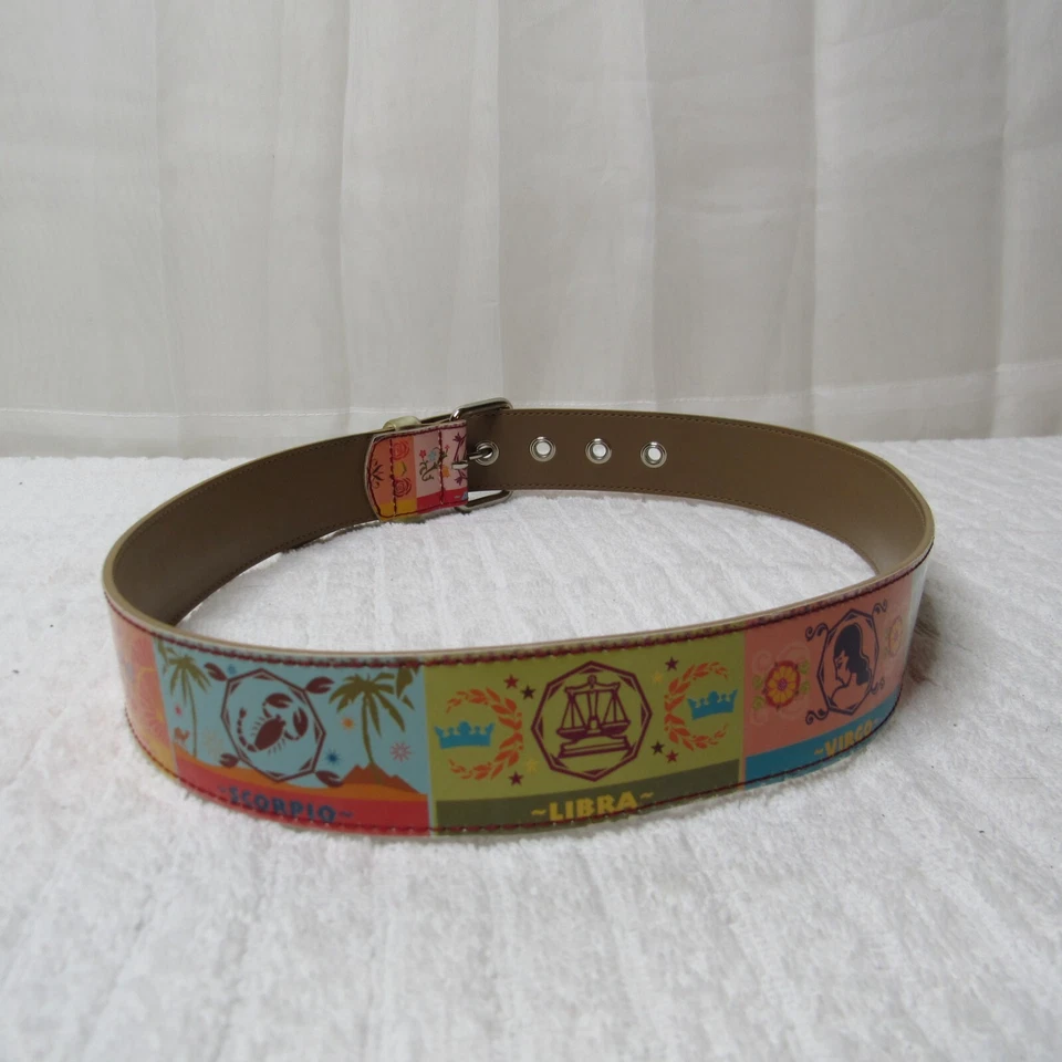 Cinto pequeno feminino signos do zodíaco fivela de prata leão escorpião plástico colorido boho - Imagem 2 de 4
