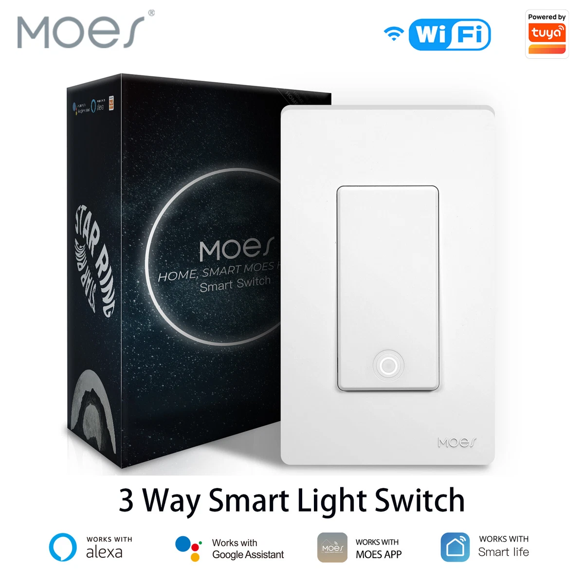 MOES ZigBee Smart Touch Wall Light Switch,No Neutral Wire/N+L Wiring,No  Capacitor,Smart Life Tuya 2/3 Way Remote Control, Compatible with Alexa  Google