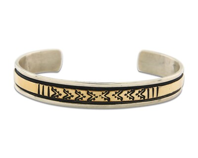 Navajo Bracelet 925 Silver & 12k Yellow Gold Filled Cuff Native American C.80's
