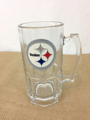 Pittsburg Steelers Huge 32 oz King Size Heavy Glass Beer Stein Mug
