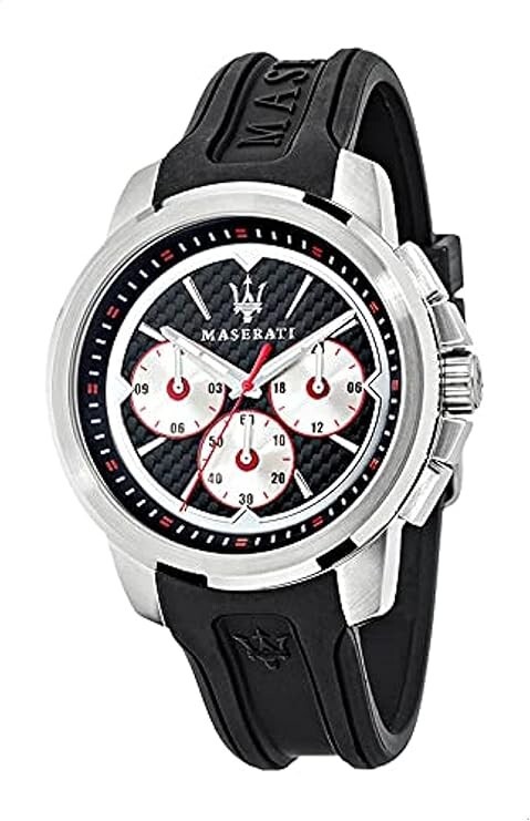 Maserati Sfida Chronograph Quartz R8851123001 Black Silicone Strap