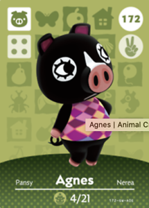 Animal Crossing: New Horizons Amiibo Agnes #172 (Series 2) NFC Tag-NO ARTWORK