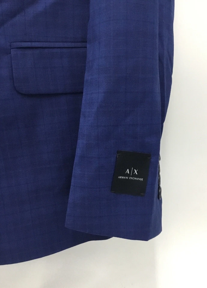 Traje de lana superfina ajustado Armani Exchange para hombre, azul, US38 REG 32W Foto 4 de 4