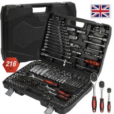 216pcs 1/2" 1/4" 3/8" Socket Wrench Spanner Set with Bits Mechanic Tool Kit UK