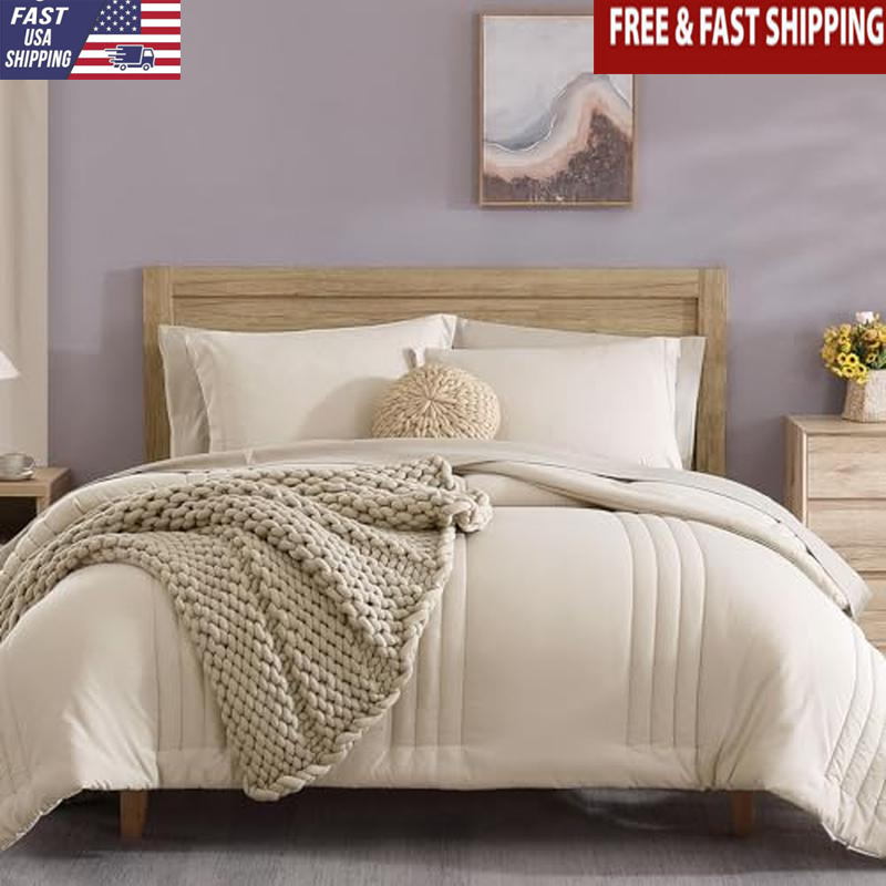 7 Piece Queen Comforter Set All Season Down Alternative Bedding Beddings New