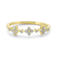 Dainty 14k Real Solid Gold Small Diamond Stacking Cluster Ring
