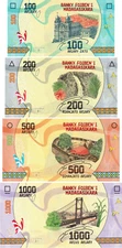 Madagascar Set 100, 200, 500, 1000 Ariary, 2017, Uncirculated, 4 Note Set