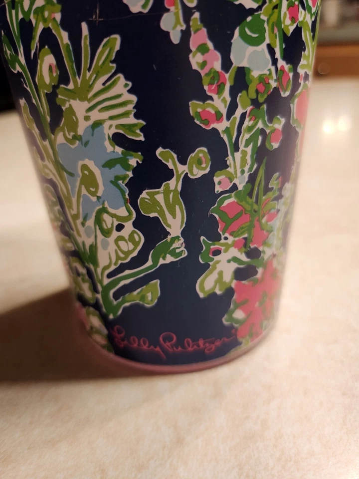 Taza de viaje floral azul rosa verde Lilly Pulitzer 16 OZ con tapa Foto 3 de 4