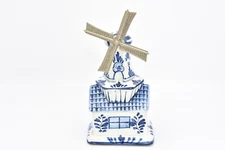 Vintage BOMA Delft's Blauw Holland 61M Music Box Windmill House 6.5" Working
