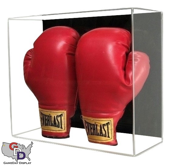 Acrylic Wall Mount Double Boxing Glove Display Case UV Protecting Full Size