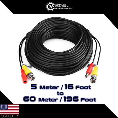 BNC Video Security CCTV Power Cable Pre-made All-in-One Video Camera DC Power