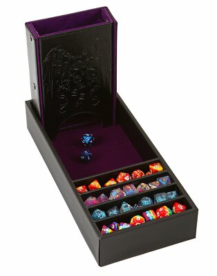 Purple/Black Leather Dice Tower and Storage Tray RPG DnD Dungeons Dragons AD&D