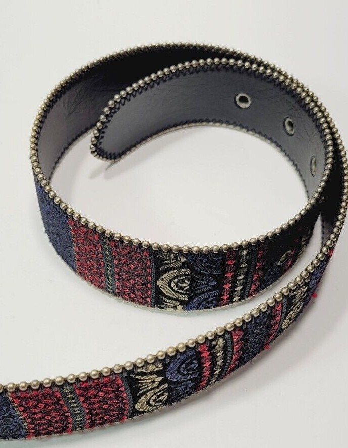 Absolutely Fresh belt Genuine Leather made inUSA Size:L color: red/floral Absolutely Fresh Floral Tapestry Leather Belt Womens M L  main image 2