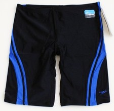 Speedo PowerFlex Black Blue Quantum Spliced Jammer Swimsuit Youth Boy's NWT