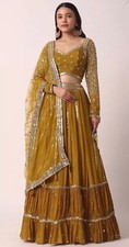 Kalki Fashion Mustard Yellow Lehenga Set With Sequin Work - BNWT - US Size 8