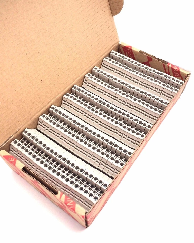 DIN Rail Terminal Blocks 10 Quantity DK2.5N Beige Dinkle 12 AWG Gauge 20A 600V - Image 3 of 3
